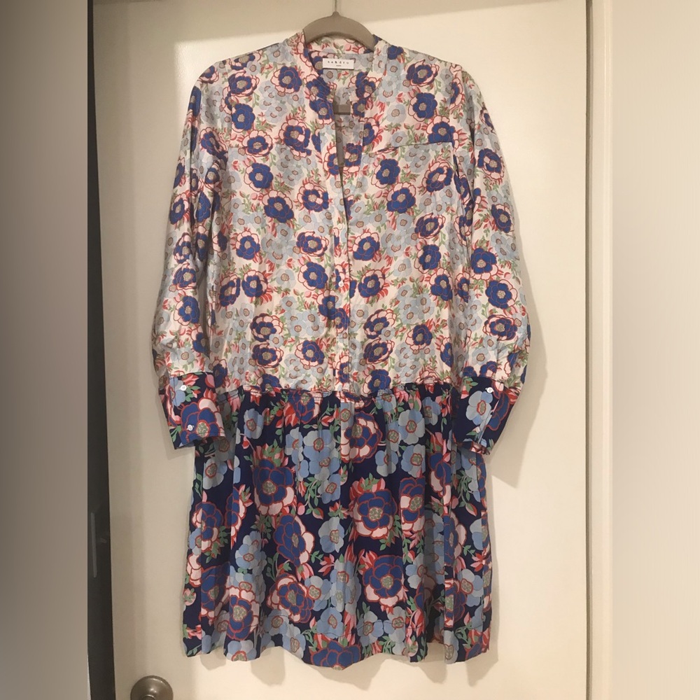 NEW! SANDRO Kimberly Floral Silk Midi Dress SZ 36 - Picture 3 of 14